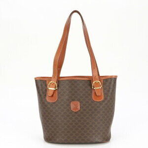Celine Macadam Triomphe leather Shoulder Bag brown tote M